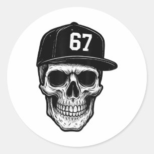 67 Schädel Halloween Brainrot Meme Six Seven Kinde Runder Aufkleber
