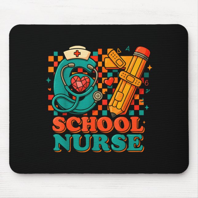 67 School Nurse Days Pencil Heart Funny Medical  Mousepad (Vorne)