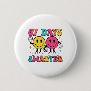 67. Schultag 67 Tage schlauer Lehrer Schüler Button