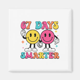 67. Schultag 67 Tage schlauer Lehrer Schüler Magnet