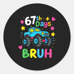 67. Schultag Bruh Lustiges Meme 67 Monster Truck Runder Aufkleber