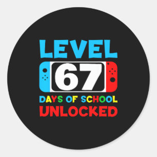 67. Schultag Gamer Level 67 Tage freigeschaltet 6 Runder Aufkleber