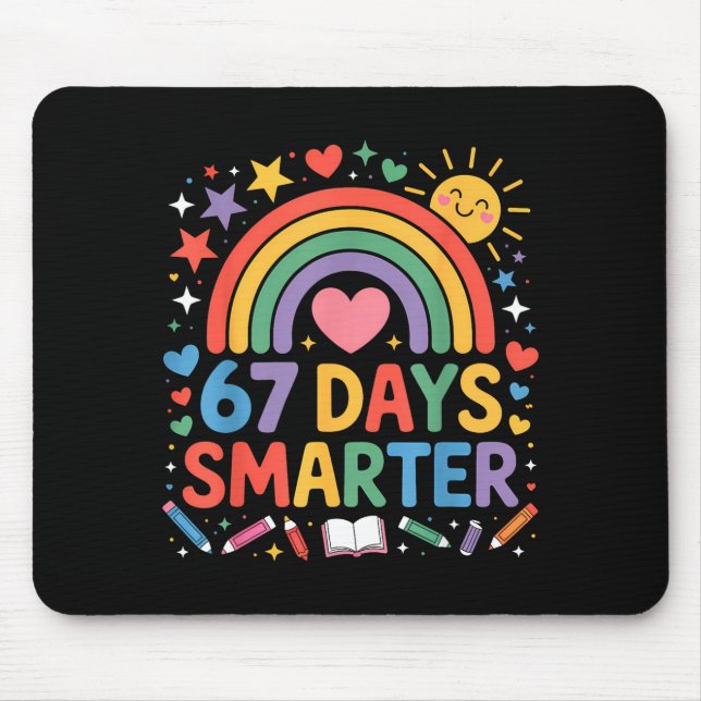67. Schultag Meme 67 Tage schlauer Regenbogen Ki Mousepad (Vorne)