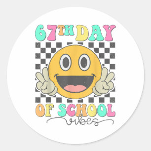 67. Schultag Vibes Cute Smile Gesicht 67 Meme T Runder Aufkleber