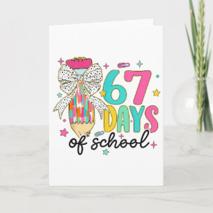 67 Schultage Lustiges Bleistift-Design für Schüler Karte