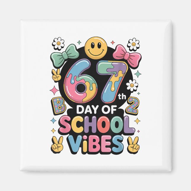 67 Schultage Meme100. Schultag Vibes Pi Magnet (Vorne)