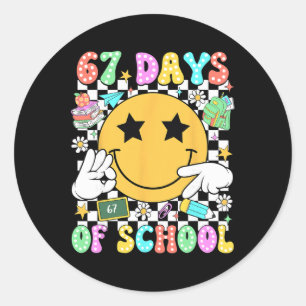 67 Schultage Six Seven 67 Tage schlauer Lehrer Runder Aufkleber