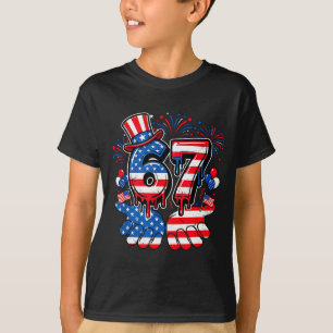 67 sechs sieben Meme amerikanische Flagge lustig 4 T-Shirt