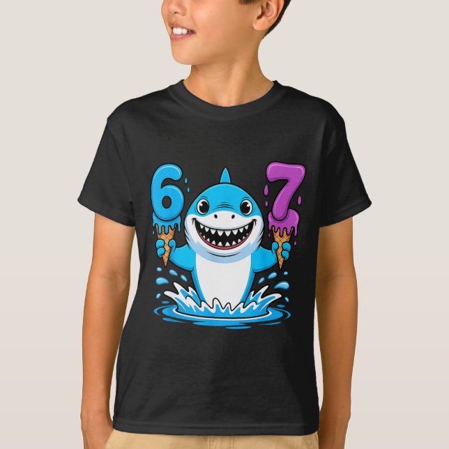 67 Shark Six Seven Ice Cream Drip Funny Gen Alpha  T-Shirt (Vorderseite)