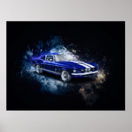 67 Shelby Blue mit weißen Streifen Poster