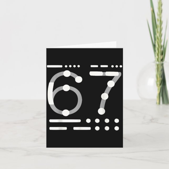 67-Shirt, Morse-Code 67-Kind-Meme Sechs Sieben Gra Karte (Vorderseite)