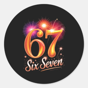 67 Silvester-Party-Pyjama-Shirt 6 7 Meme 67 20 Runder Aufkleber