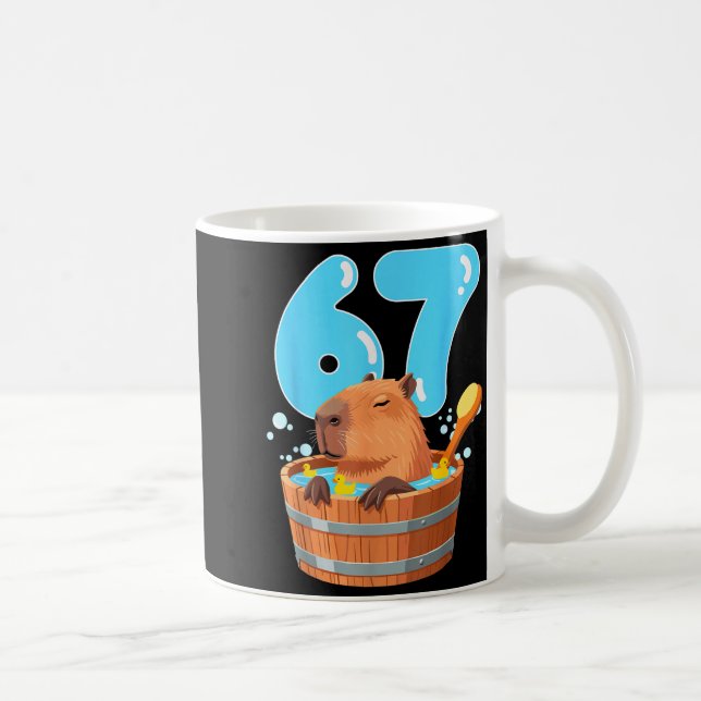 67 Six Seven 6-7 Capybara Funny Teen Kids Capybara Kaffeetasse (Rechts)