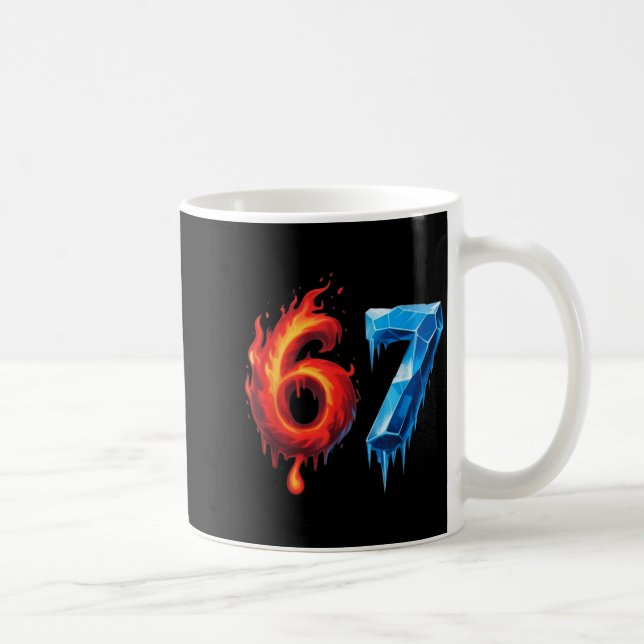 67 Six Seven 6-7 Flaming Ice - Funny Teen Kids Bra Kaffeetasse (Rechts)