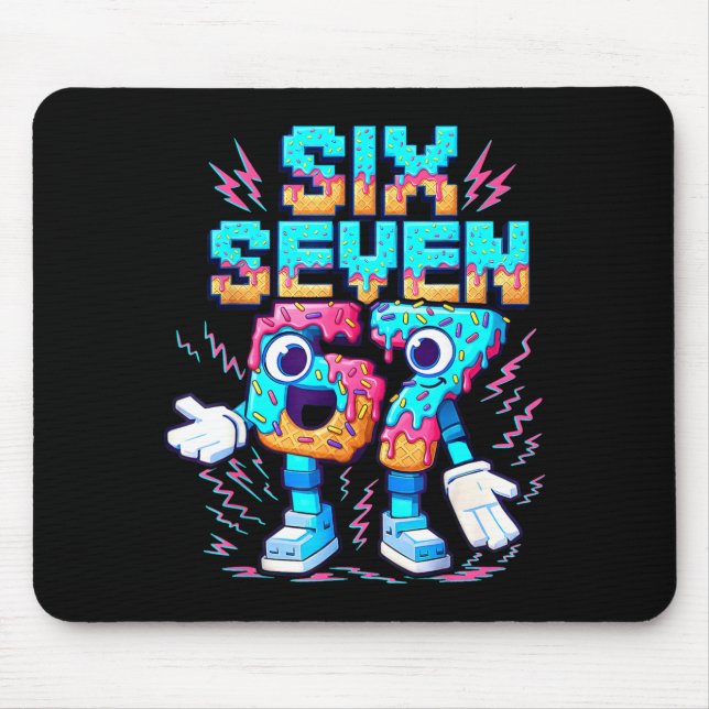 67 Six Seven 6-7 - Funny Italian Brainrot Ice Crea Mousepad (Vorne)