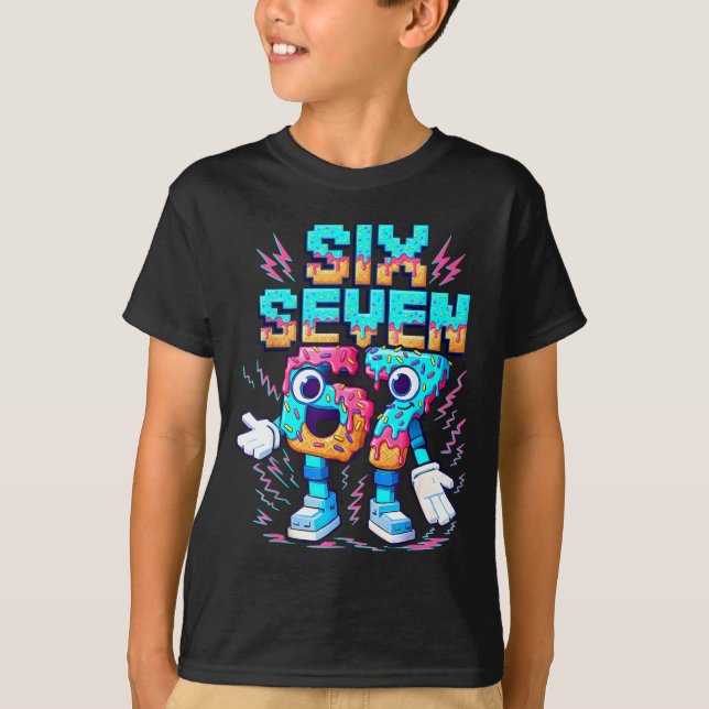 67 Six Seven 6-7 - Funny Italian Brainrot Ice Crea T-Shirt (Vorderseite)