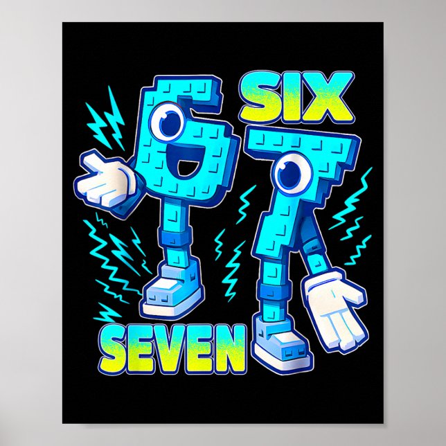 67 Six Seven 6-7 Funny Italian Brainrot Kids Gamin Poster (Vorne)