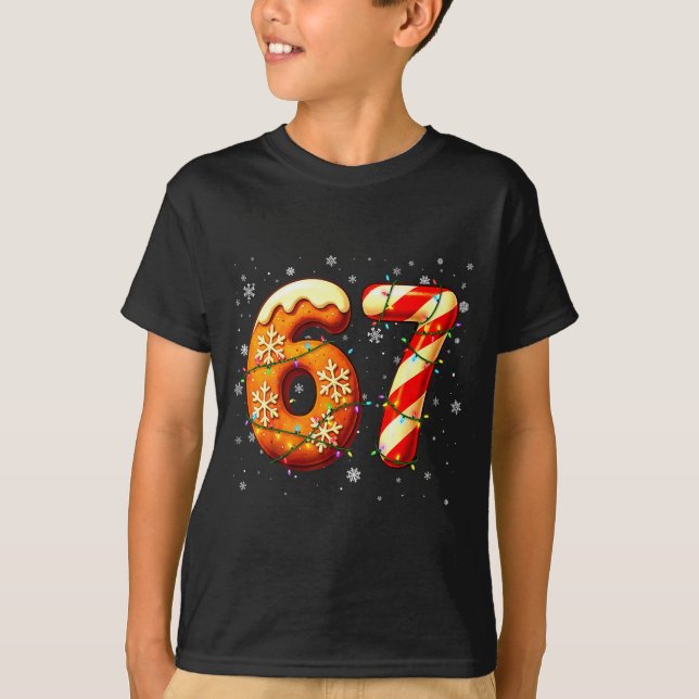 67 Six Seven 6-7 Gingerbread Candy Cane Christmas  T-Shirt (Vorderseite)