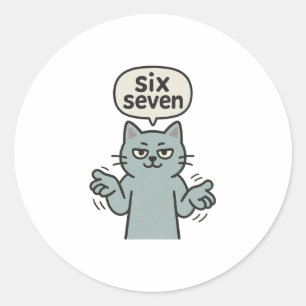 67 Six Seven 6-7 Katze - Lustige Kinder-Gaming-Geh Runder Aufkleber