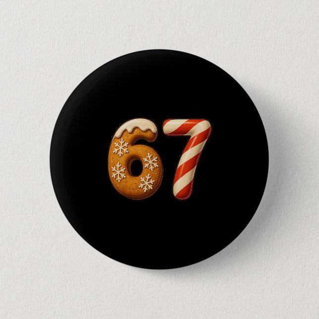 67 Six Seven 6-7 Lebkuchen Zuckerstange Weihnachte Button (Vorderseite)