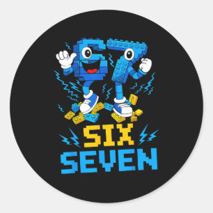 67 Six Seven 6-7 Lustiger Brainrot Meme Teens Gen Runder Aufkleber