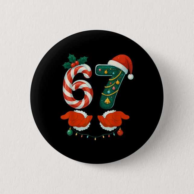 67 Six Seven 6 7 Meme Benutzerdefiniert Paar Weihn Button (Vorderseite)