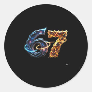 67 Six Seven 6 7 Meme Design Lustig 6 7 4 Runder Aufkleber