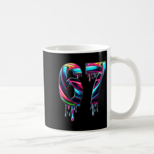 67 Six Seven 6 7 Meme Design Lustig 6 7  Kaffeetasse (Rechts)