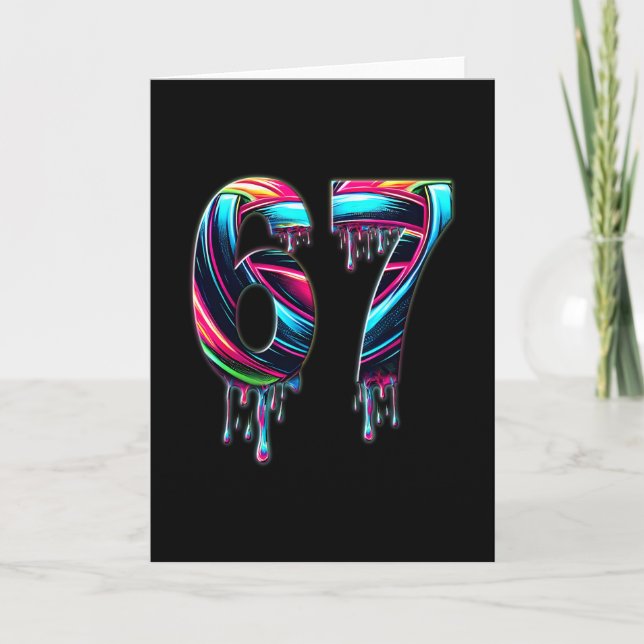67 Six Seven 6 7 Meme Design Lustig 6 7  Karte (Vorderseite)