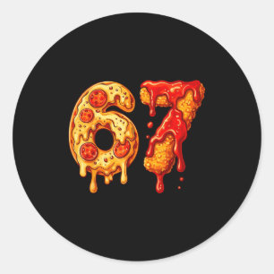 67 Six Seven 6-7 Pizza & Chicken Nugget - Kinder Runder Aufkleber