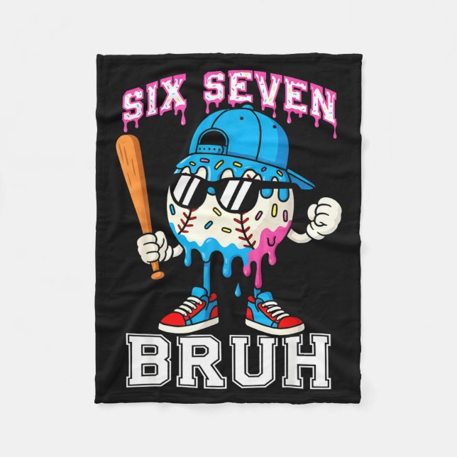 67 Six Seven Baseball Ice Cream Drip Number 67 Pla Fleecedecke (Vorderseite)