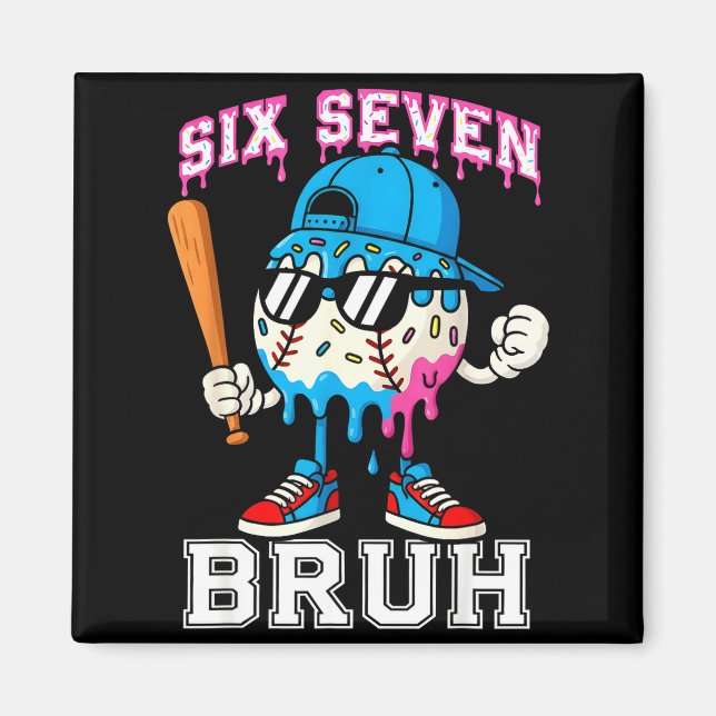 67 Six Seven Baseball Ice Cream Drip Number 67 Pla Magnet (Vorne)