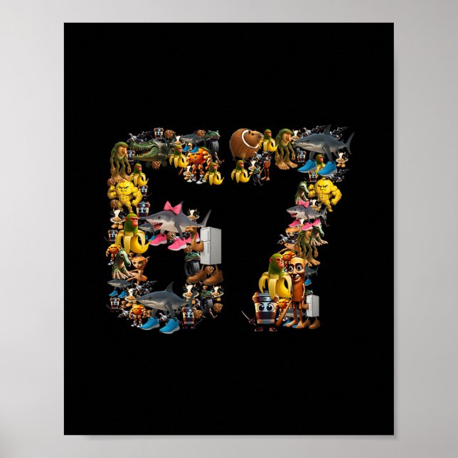 67 Six Seven Birthday Meme Viral Italian Brainrot  Poster (Vorne)