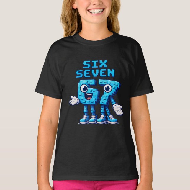 67 Six Seven Blue Retro Pop Culture T-Shirt (Vorderseite)