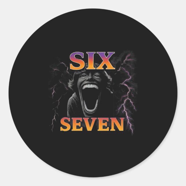 67 Six Seven Bootleg 6 7 Meme Design Funny 6 7  Runder Aufkleber (Vorderseite)