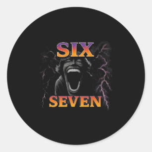 67 Six Seven Bootleg 6 7 Meme Design Lustig 6 7 Runder Aufkleber