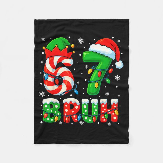 67 Six Seven Bruh 6 7 Meme Funny Christmas Santa E Fleecedecke (Vorderseite)