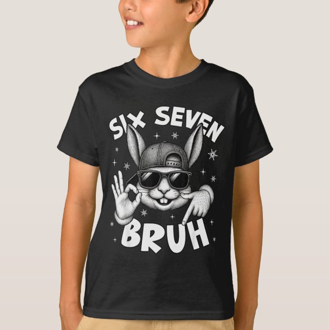 67 Six Seven Bruh Cute Bunny Face With Sungles Eas T-Shirt (Vorderseite)