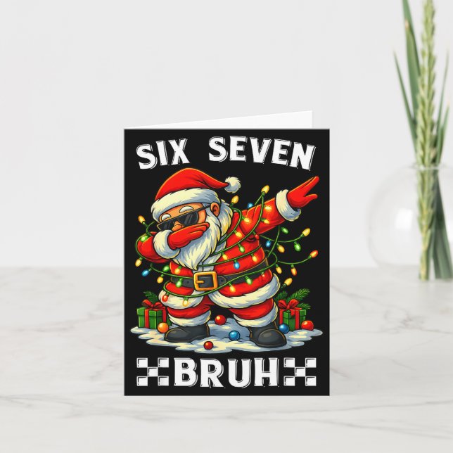 67 Six Seven Bruh Funny Christmas Dabbing Santa 6  Karte (Vorderseite)