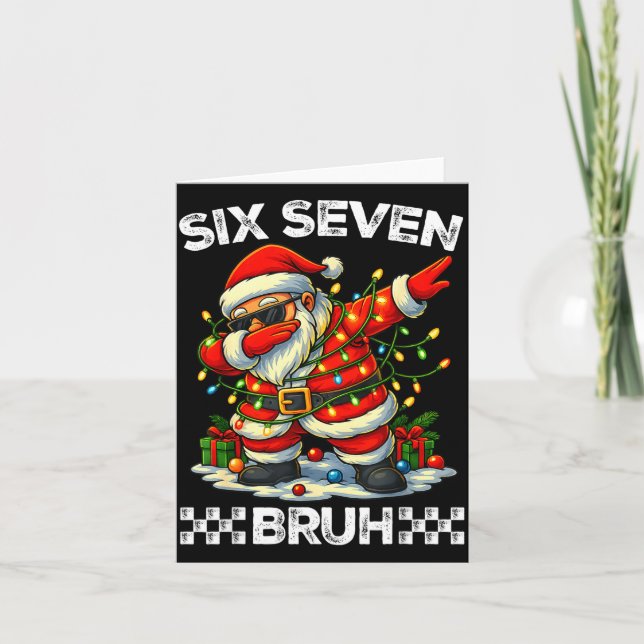 67 Six Seven Bruh Funny Christmas Dabbing Santa 6  Karte (Vorderseite)