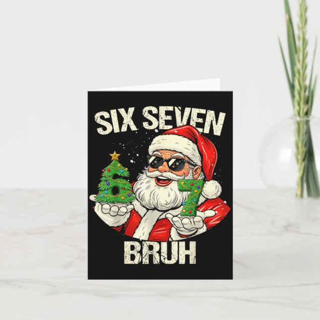 67 Six Seven Bruh Funny Santa Christmas 67 Meme Xm Karte (Vorderseite)