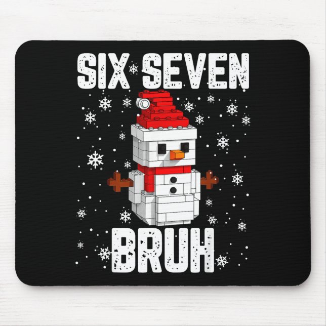 67 Six Seven Bruh Snowman Building Blocks Christma Mousepad (Vorne)
