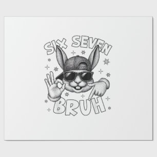 67 Six Seven Bruh Süßes Bunny-Gesicht mit Sonnenbr Geschenkpapier