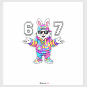 67 Six Seven Bunny Tie Dye Ostertag 67 Meme Männer Aufkleber