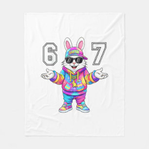 67 Six Seven Bunny Tie Dye Ostertag 67 Meme Männer Fleecedecke