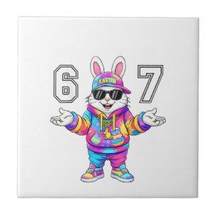 67 Six Seven Bunny Tie Dye Ostertag 67 Meme Männer Fliese
