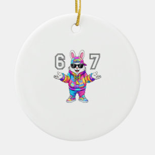 67 Six Seven Bunny Tie Dye Ostertag 67 Meme Männer Keramik Ornament