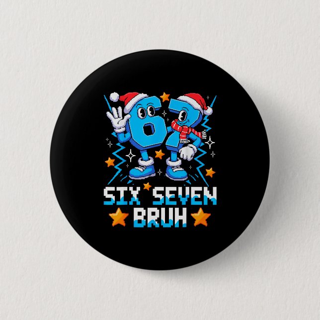 67 Six Seven Christmas Bruh Funny Italian Brainrot Button (Vorderseite)