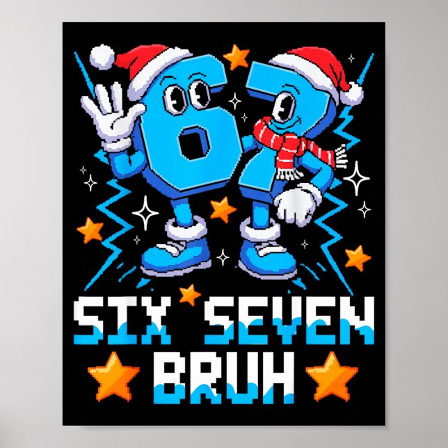 67 Six Seven Christmas Bruh Funny Italian Brainrot Poster (Vorne)