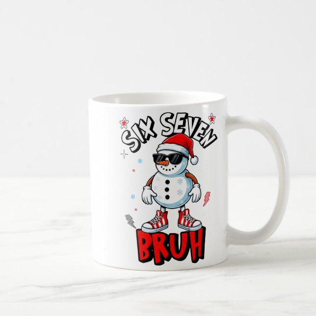 67 Six Seven Christmas Bruh Snowman Funny Kids Boy Kaffeetasse (Rechts)